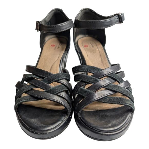 Clarks Shoes Un Plaza Vibe Combi Strappy Wedge Comfort Sandal Black 8 - Picture 4 of 10